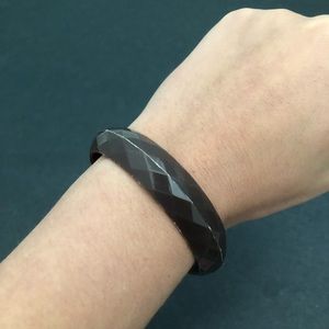 Vintage Lucite Plastic Bangle Bracelet Brown with Diamond Pattern